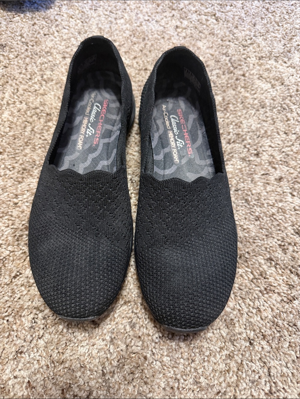 Skechers Women's Black Slip-On Knit Flats
